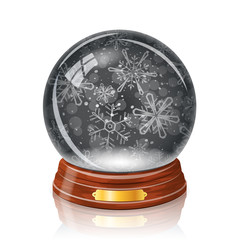Snowy glass ball with a snowflakes inside