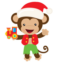 Christmas monkey vector illustration   © primus44