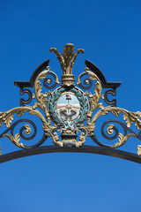 Ironwork on classic entrance gate in Mendoza, Argentina