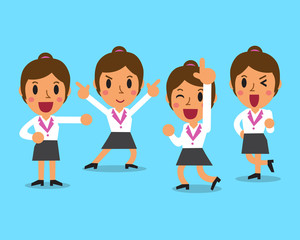 Cartoon businesswoman character poses