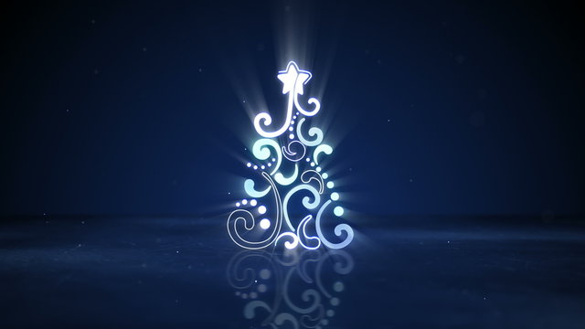glowing neon christmas tree shape loopable animation 4k (4096x2304)
