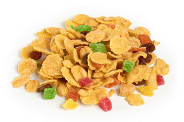 Cornflakes with candied fruits and dried fruits.
