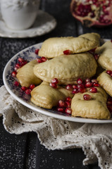 Steam dumplings with cottage cheese and dried apricots semolina    