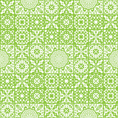 Vector abstract seamless background green and white. Geometric patterns, squares and circles with geometric designs