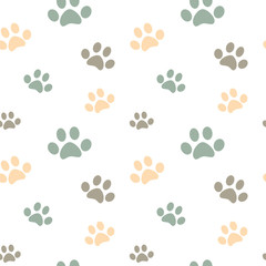 Fototapeta na wymiar cute pastel colored paw seamless vector pattern background illustration
