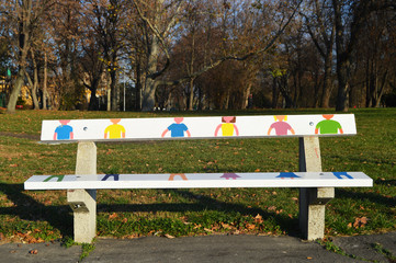 Funny bench in City Park of Budapest