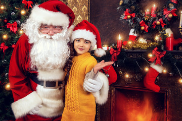 Fototapeta na wymiar a girl with Santa