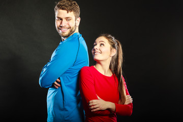 Portrait of smiling woman and man. Happy couple.