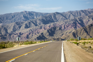 Mountains and straight road 40 in Argentina