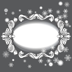 elements for design greeting card with snowflakes, fir branches, bow frame, card, isolated vector