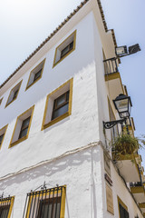 Fototapeta na wymiar traditional Andalusian streets with flowers and white houses in