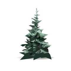 Christmas tree decorated with colored balls, vector isolated