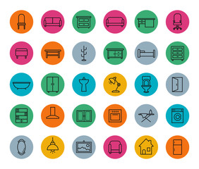 E-commerce. Online shop linear icons set