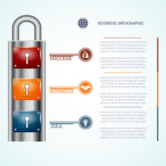 template padlock with three keyholes and keys