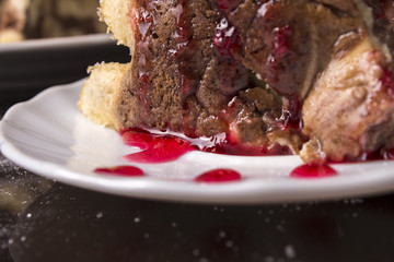 freshly baked cake. cinnamon sticks 