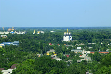 Fototapeta na wymiar Panorama of Chernihiv town from above