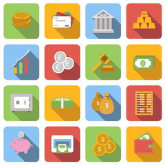 Money flat icons set