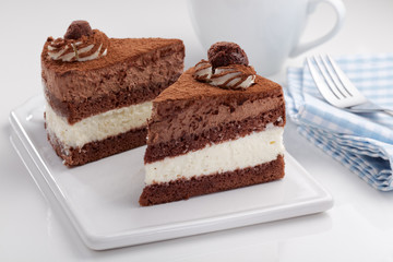 Chocolate cake and coffee