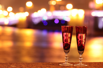 Two glasses of champagne outdoors