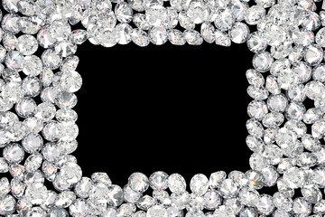 Luxury diamonds frame on black backgrounds