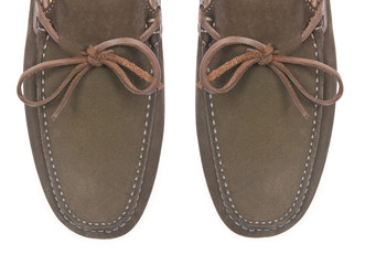 Tip of male shoes isolated on white