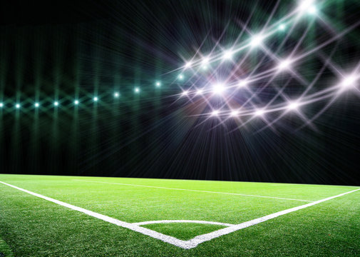 lights at night and big soccer stadium