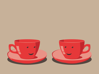 Two red cups smiling