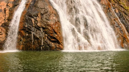 Foto op Plexiglas Falling water of the bottom of falls, Dudhsagar falls in the tropical jungle of India © sonatalitravel
