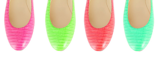 Colourful woman shoes isolated on white