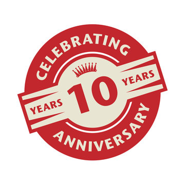 Stamp with the text Celebrating 10 years anniversary