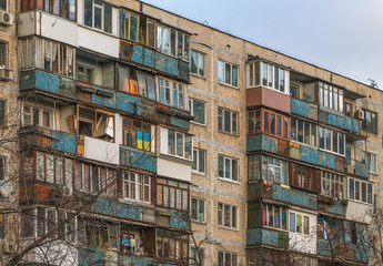 balconies in old panel pre-fabricated house