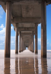View of pylons under pier, Scripps Pier