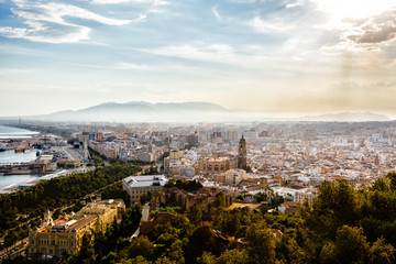Santa Iglesia Cathedral Basilica of Lady of Incarnation, La Manquita  and Alcazaba. Malaga, Spain