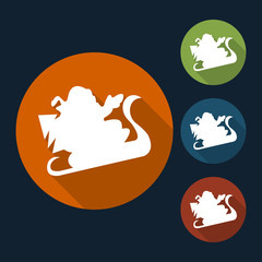 Santa Claus in a sleigh.