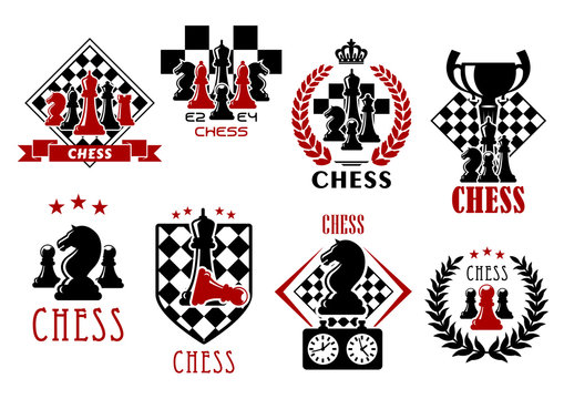 Chess game heraldic symbols and emblems