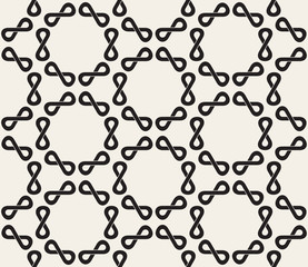 Vector Seamless Black and White Infinity Sign Rounded  Pattern
