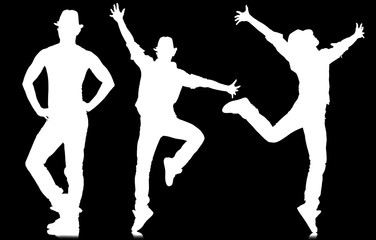 Silhouettes of dancers in dancing concept
