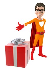 Little superhero posing