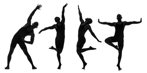 Silhouettes of dancers in dancing concept