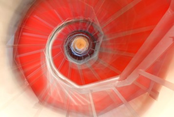 like a dream abstract spiral staircase with moving steps and the