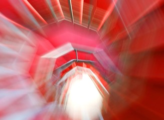 hallucination of a spiral staircase with abstract movement of tr
