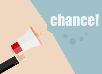 Flat design vector business illustration concept Digital marketing business man holding megaphone for website and promotion banners. Chance.