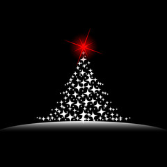 christmas tree sparkling stars with red star