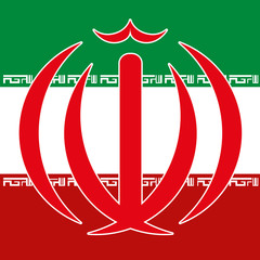 iran coat of arm and flag