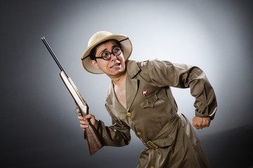 Fototapeta premium Funny hunter in hunting concept