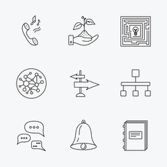 Conversation, global network and direction icon.