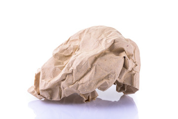 Crumpled paper on white background