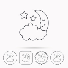 Night or sleep icon. Moon and stars sign.