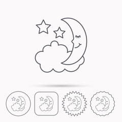 Night or sleep icon. Moon and stars sign.
