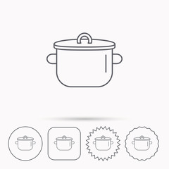 Pan icon. Cooking pot sign.
